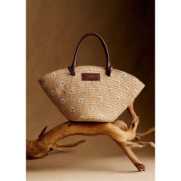 Sezane Handbags - NWOT SÉZANE Justine Basket Bag - Embroidered Flowers